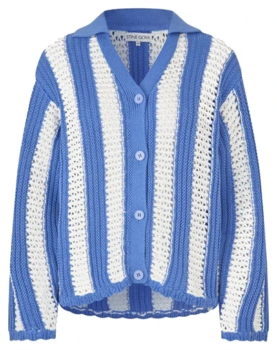 Stine Goya - Knit Collar Cardigan - Baseball Stripes